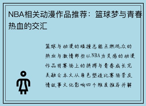 NBA相关动漫作品推荐：篮球梦与青春热血的交汇