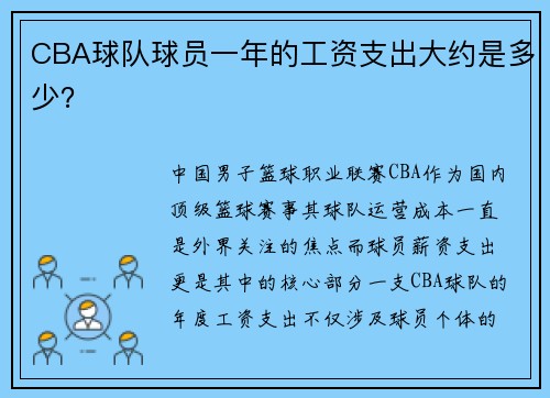 CBA球队球员一年的工资支出大约是多少？